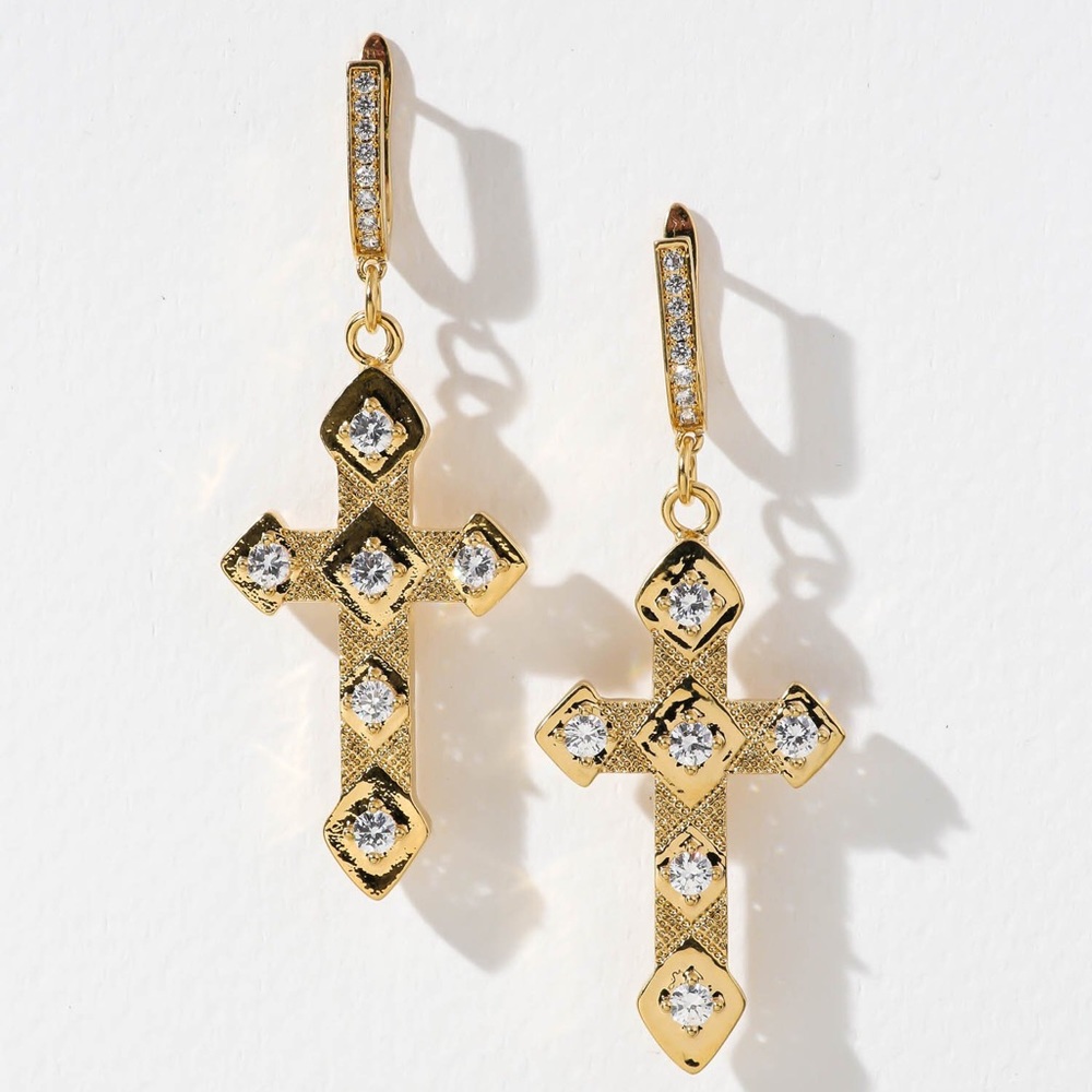 Vanessa Mooney Gold Cross Earrings